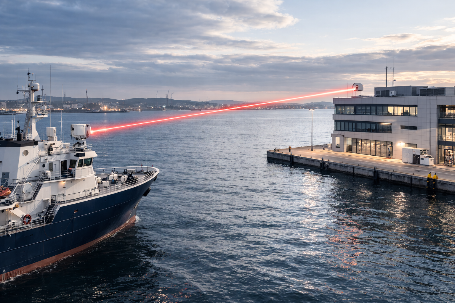 Illustration of the QuINSiDa vision: quantum-secure optical wireless links between fixed infrastructure and mobile platforms (e.g., vehicles, vessels, drones, etc.) – using free-space QKD and Li-Fi integrated with key management, encryption and network monitoring.